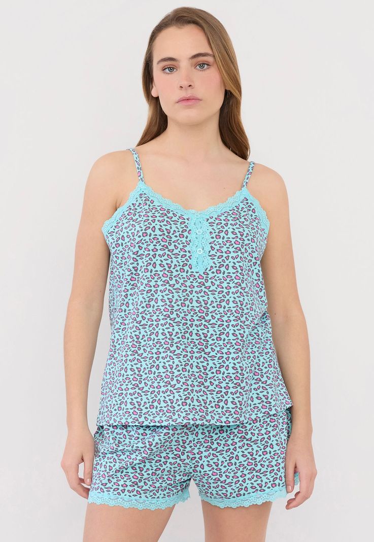 Pijama Mujer Lencero Full Print Aqua Corona-0