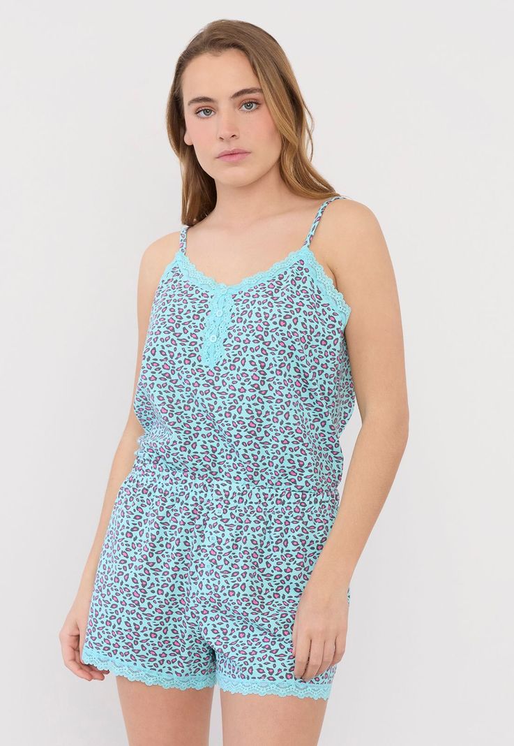 Pijama Mujer Lencero Full Print Aqua Corona-2