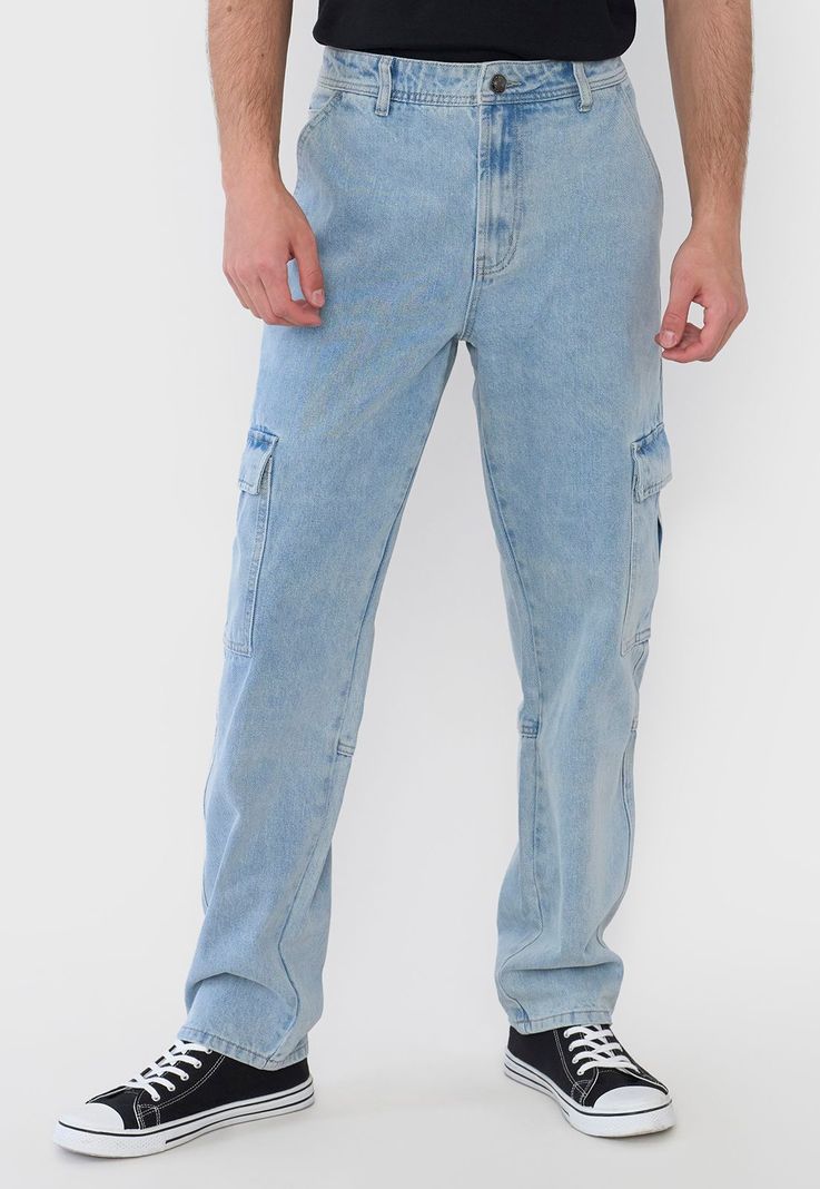 Jeans Hombre Cargo Azul Claro Corona-1