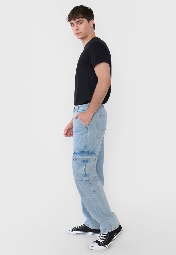 Jeans Hombre Cargo Azul Claro Corona-3