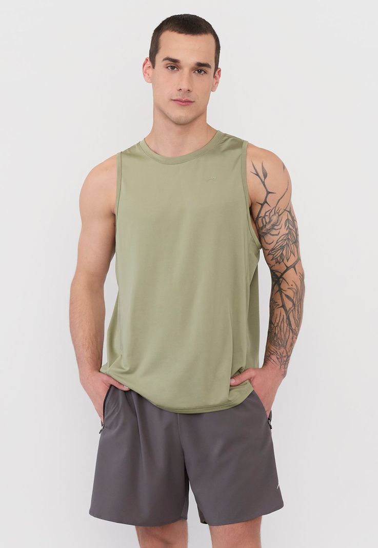 Polera Hombre Deportiva Tank Poliéster Verde Corona-0