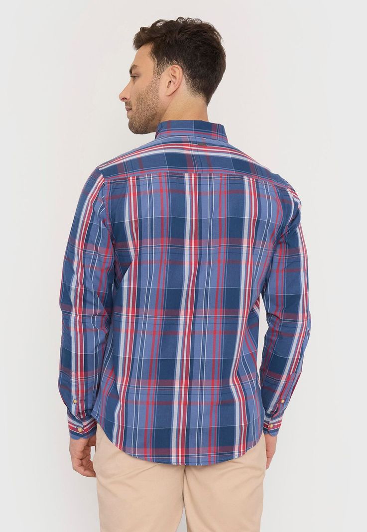 Camisa Hombre Escocesa Azul M/L Corona-1