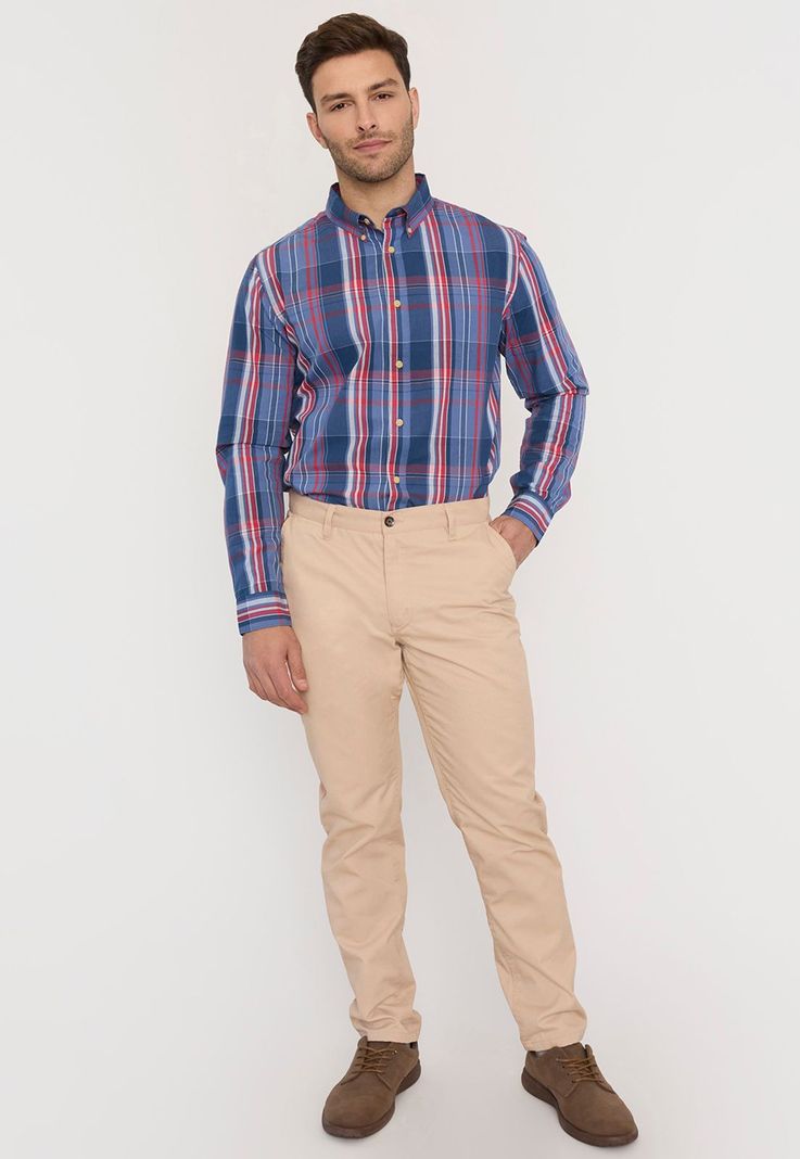 Camisa Hombre Escocesa Azul M/L Corona-3