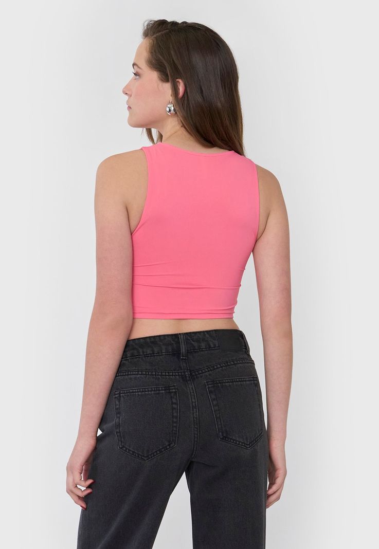 Peto Mujer Cut Out Frontal Sin Mangas Fucsia Corona-1