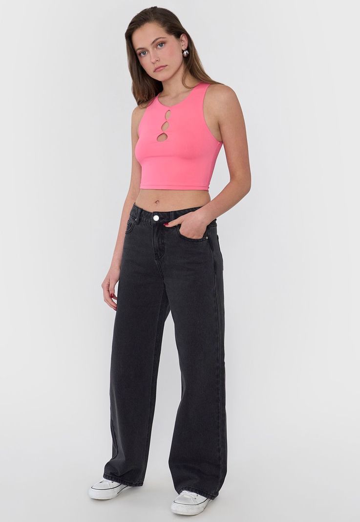 Peto Mujer Cut Out Frontal Sin Mangas Fucsia Corona-3
