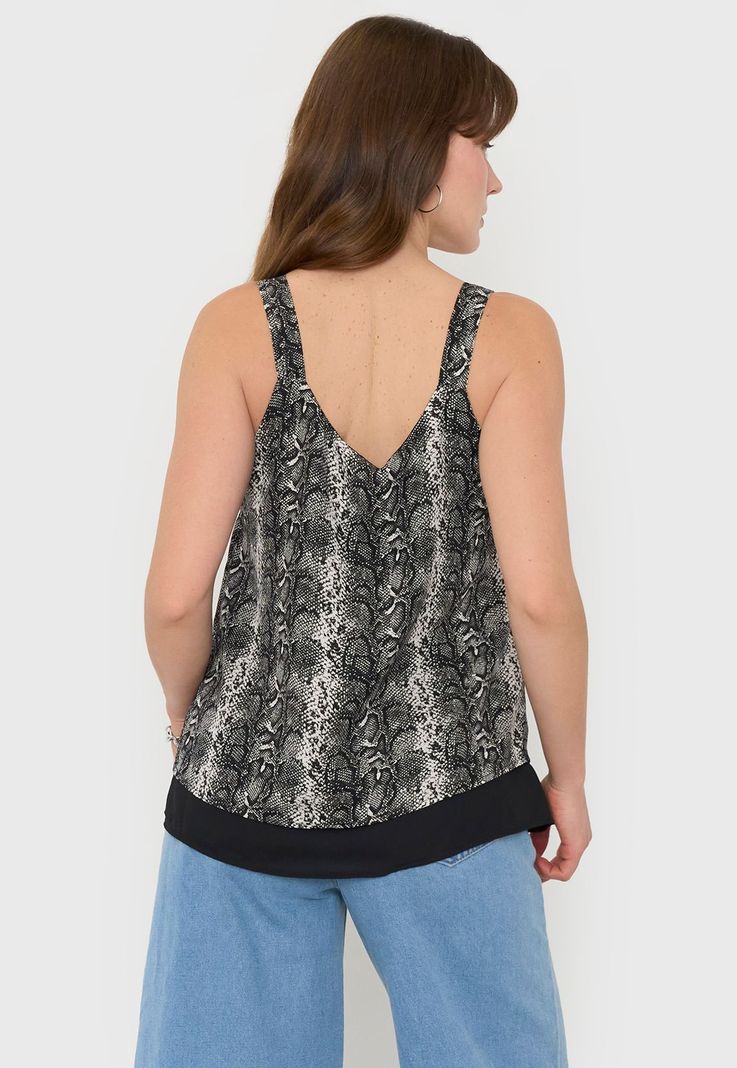 Blusa Mujer Pabilo Grueso Print Pitón Negro Corona-1