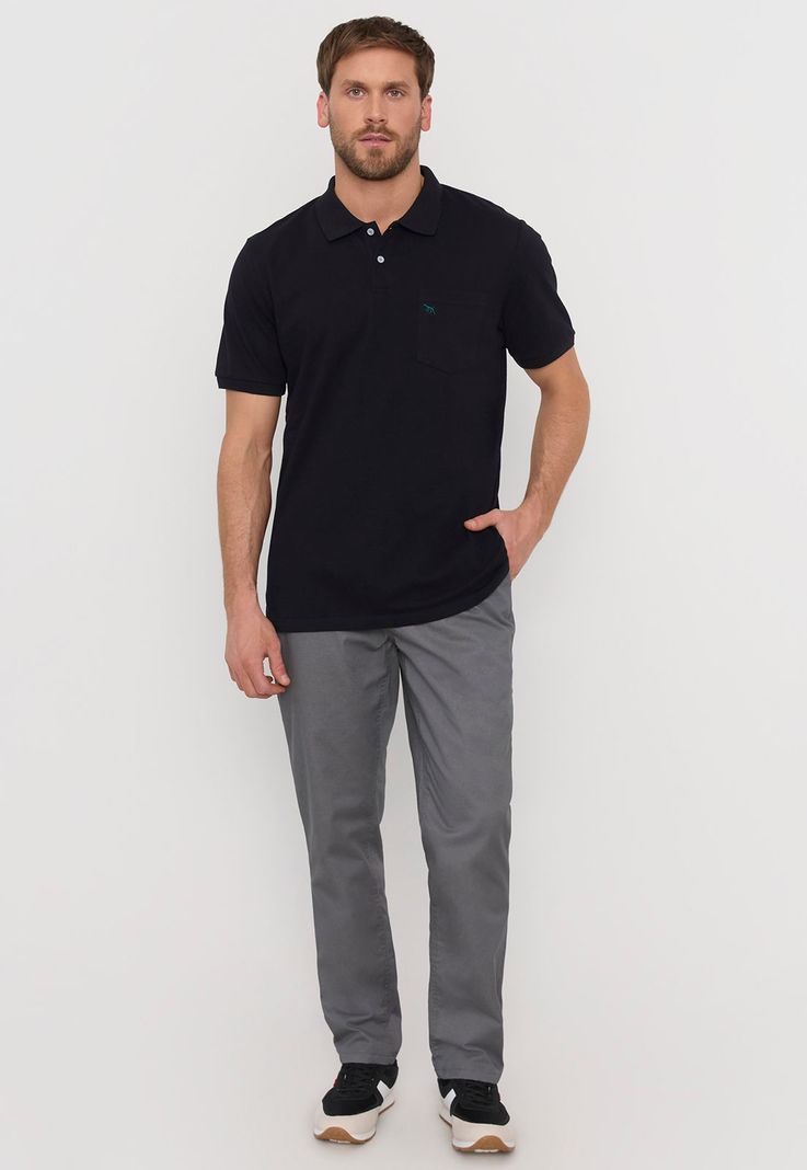 Polera Hombre Piqué Bolsillo Negro I Corona-3