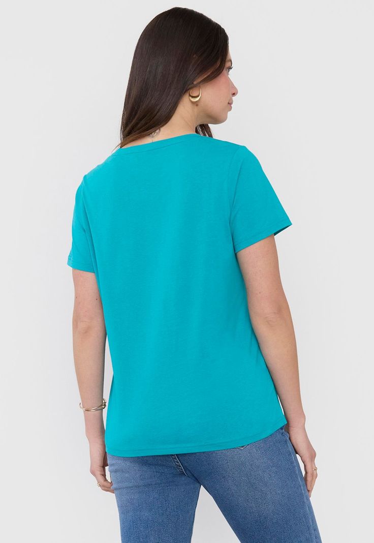 Polera Mujer M/c Focal Print Dorado Cuello V Corona-1