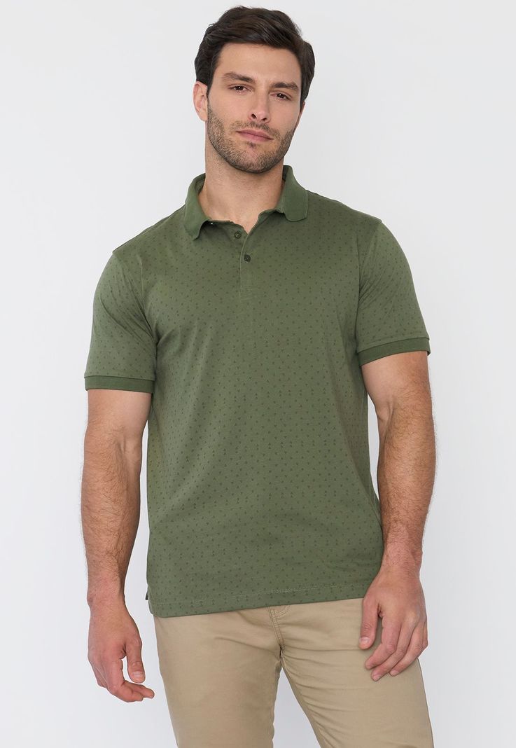 Polera Hombre Polo Jersey Miniprint Musgo Corona-0