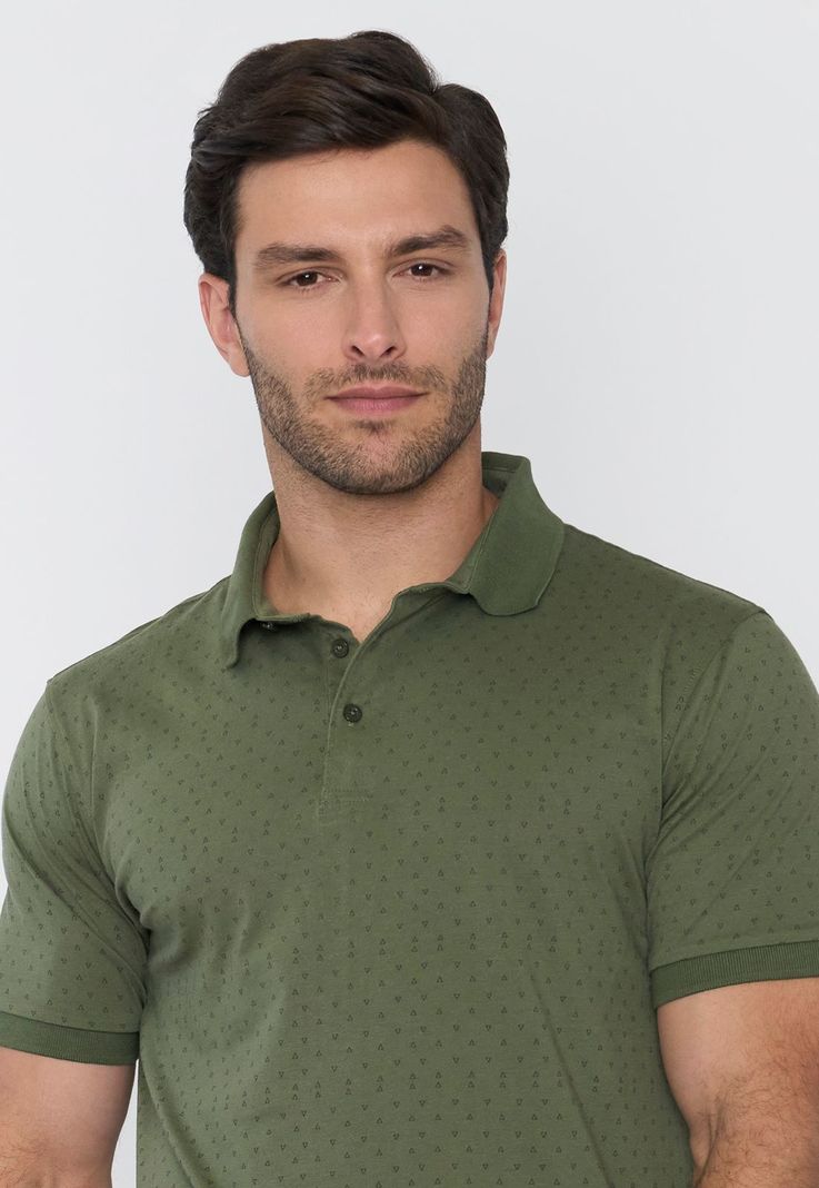 Polera Hombre Polo Jersey Miniprint Musgo Corona-2