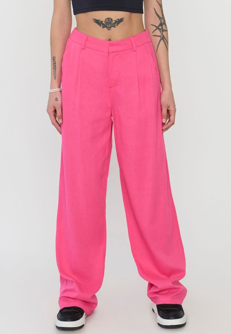 Pantalón Mujer Lino Sastrero Fucsia Corona-1