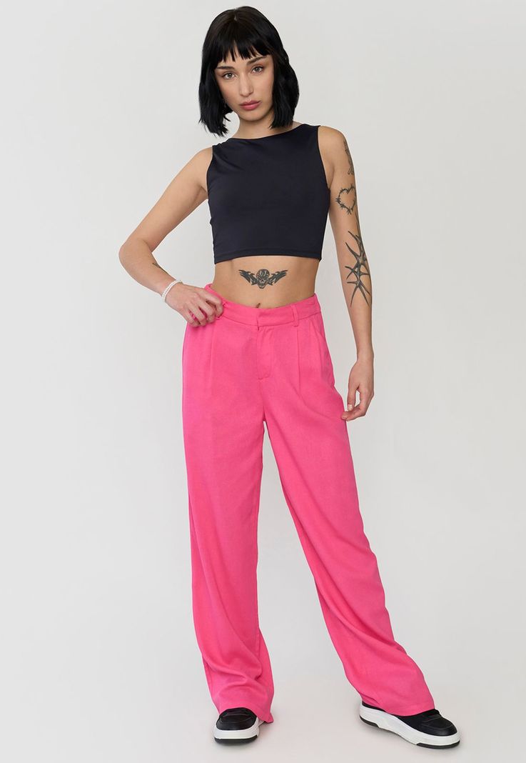 Pantalón Mujer Lino Sastrero Fucsia Corona-3