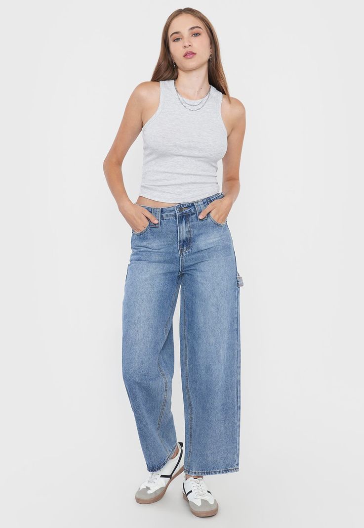 Jeans Mujer Baggy Fit Azul Medio Corona-0