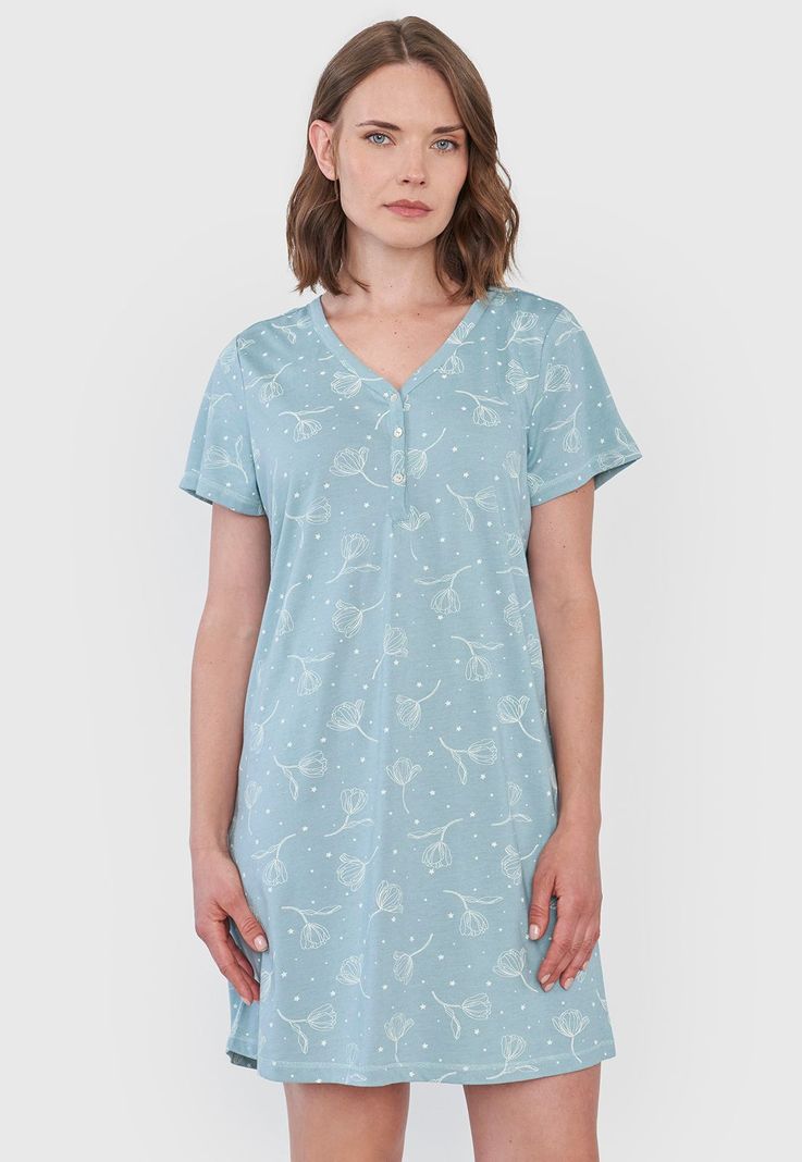 Camisa de Dormir Mujer Manga Corta Verde Corona-0
