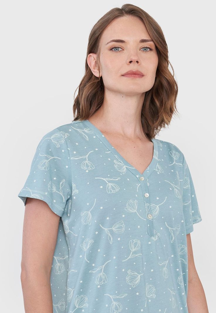 Camisa de Dormir Mujer Manga Corta Verde Corona-2