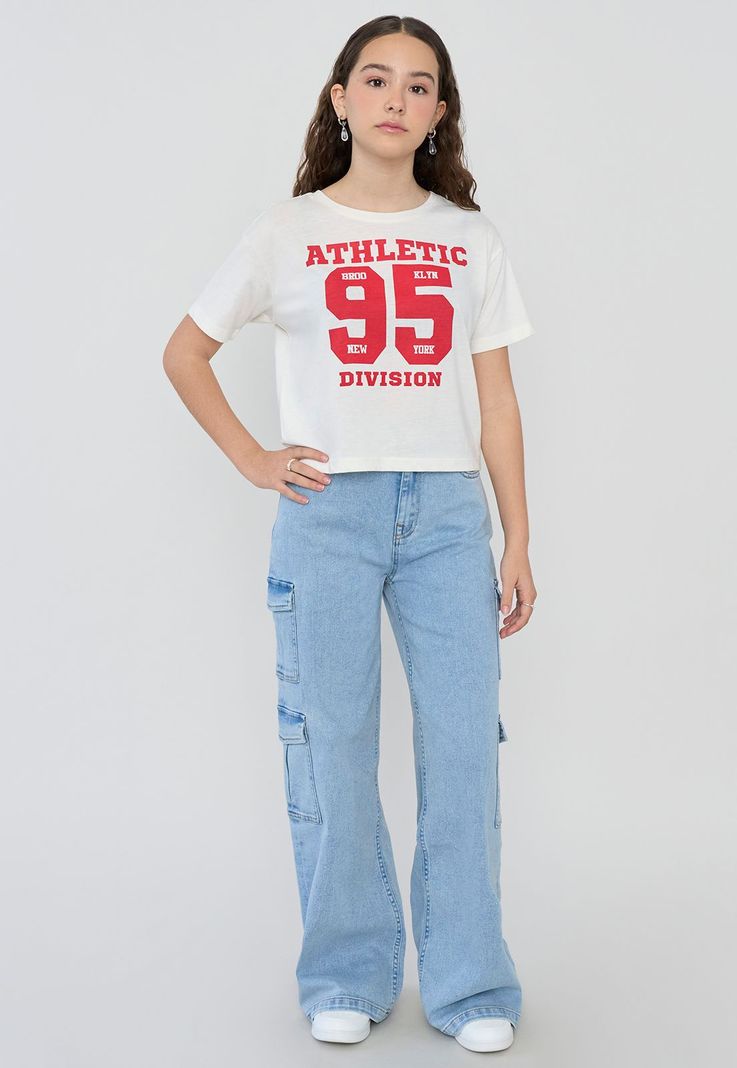 Polera Niña Crop Oversize Sporty Crudo Corona-3