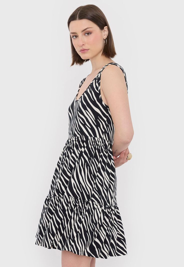 Vestido Mujer Rib Corto Print Cebra Corona-2