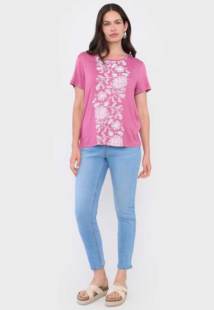 Polera Mujer Print Boho Rosado Corona-3