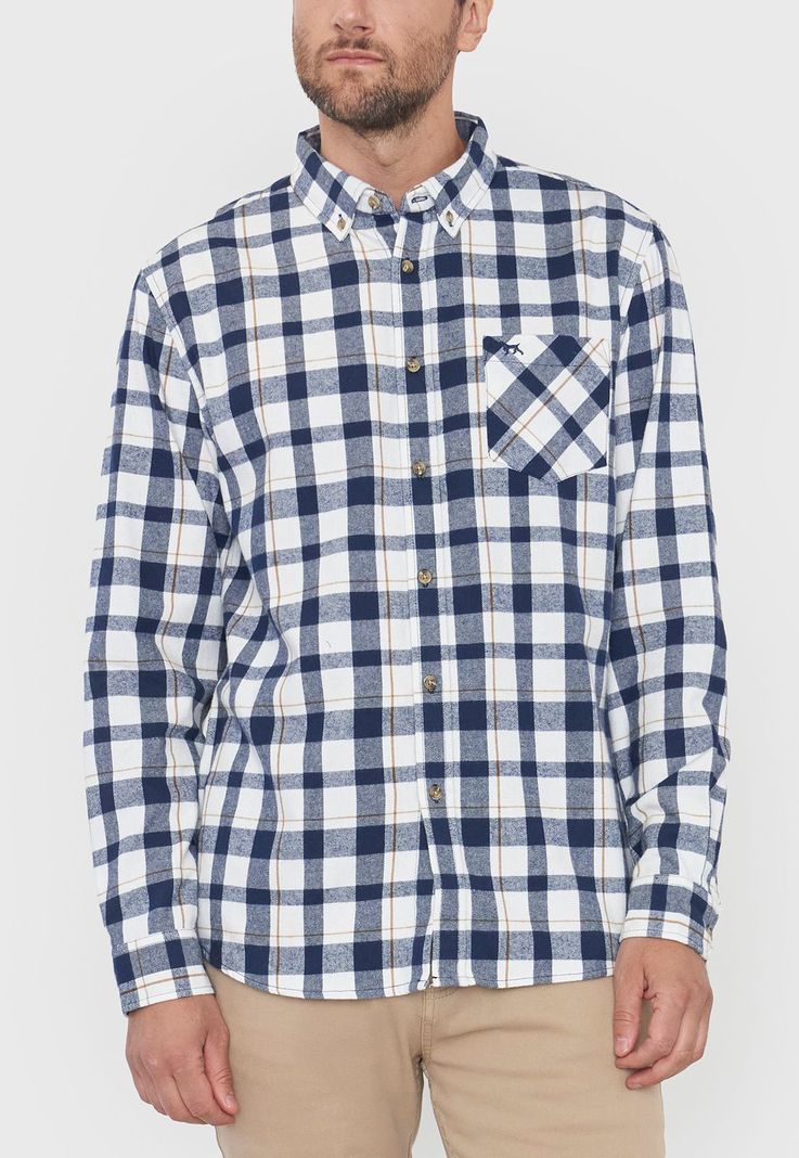 Camisa Hombre Franela Blanco Corona-2