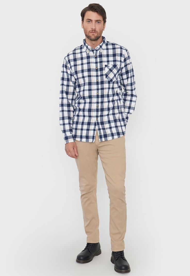 Camisa Hombre Franela Blanco Corona-3