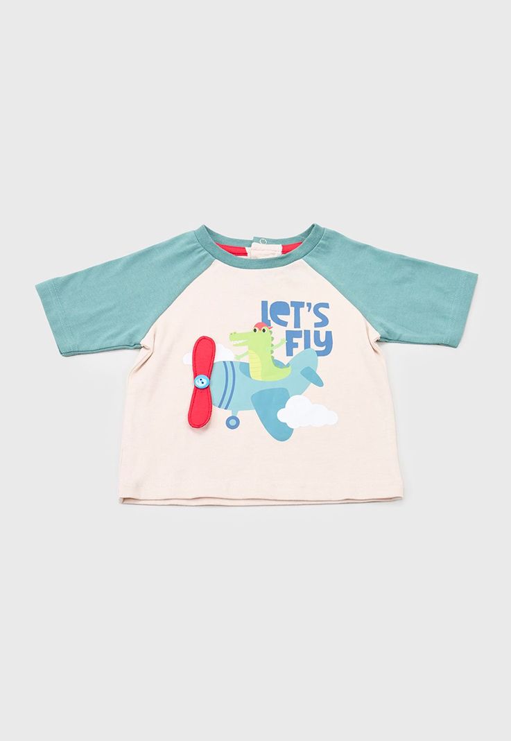 Polera Bebe Niño M/C Interactiva Beige Corona-0