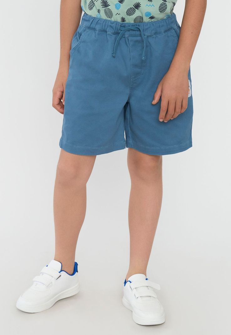 Short Niño Kids Gabardina Azul Corona-1