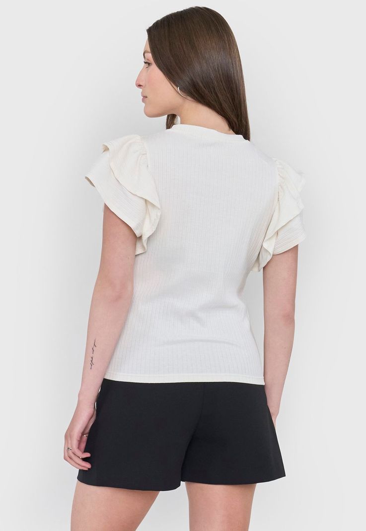 Polera Mujer Rib Vuelos Ecru Corona-1