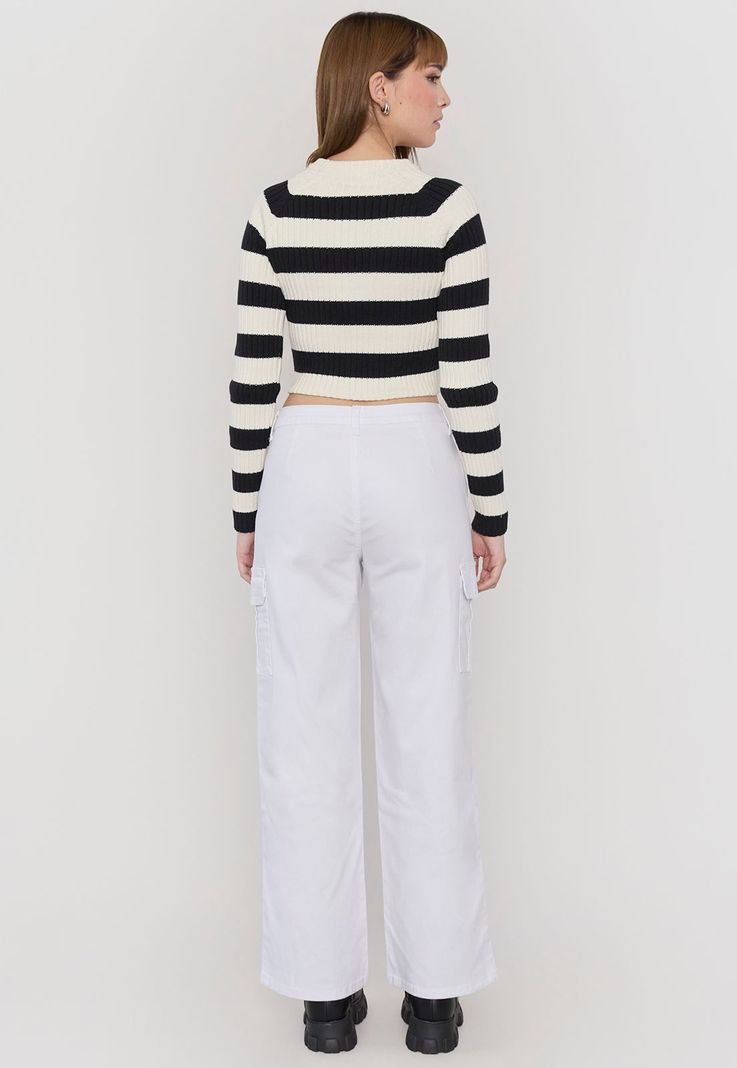 Pantalón Mujer Cargo Stretch Blanco Corona-2