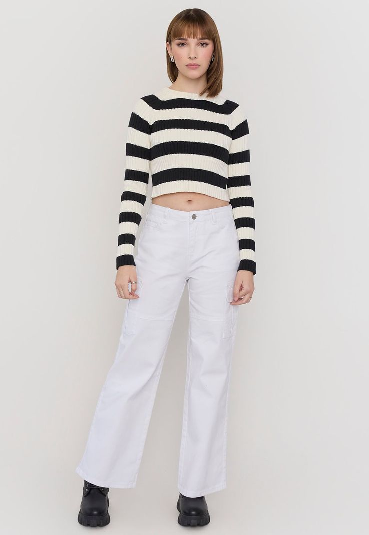 Pantalón Mujer Cargo Stretch Blanco Corona-3
