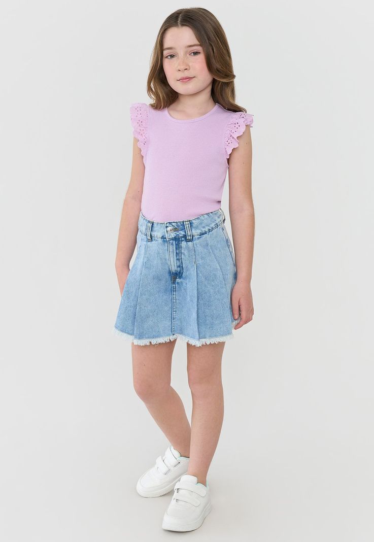 Falda Short Niña Kids Plisada Azul Claro Corona-0