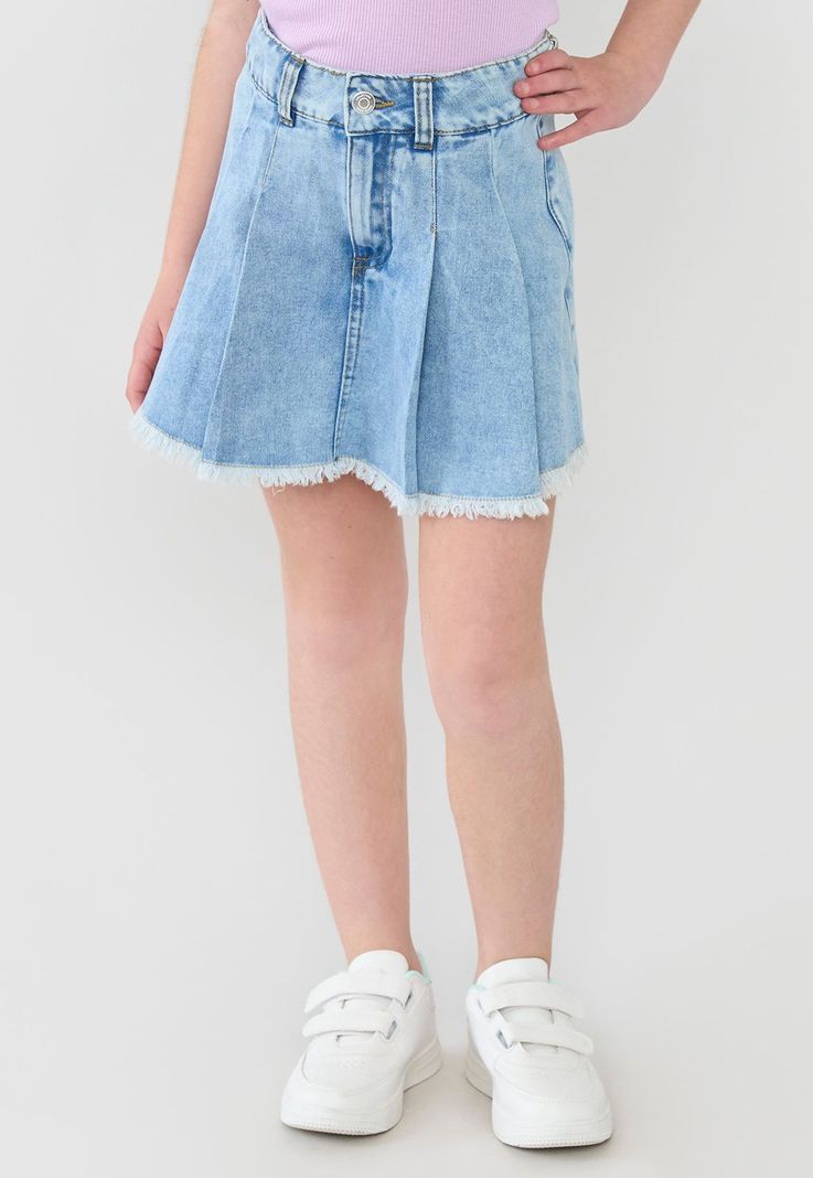 Falda Short Niña Kids Plisada Azul Claro Corona-1