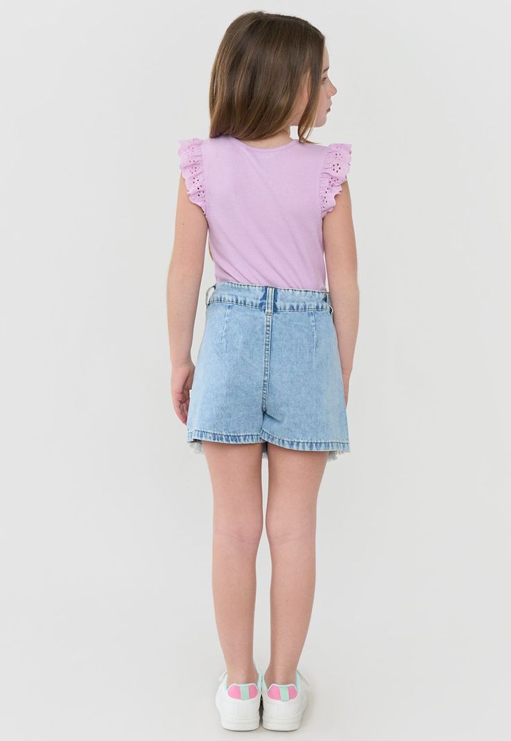 Falda Short Niña Kids Plisada Azul Claro Corona-2
