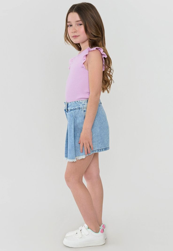 Falda Short Niña Kids Plisada Azul Claro Corona-3