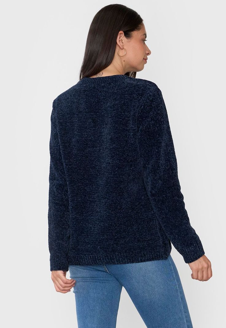 Sweater Mujer Chenille Trenzado Navy Corona-1