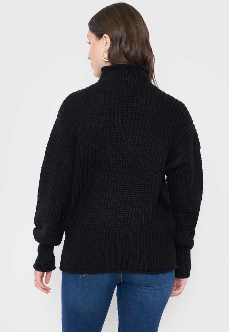 Sweater Mujer Grueso Negro Corona-1