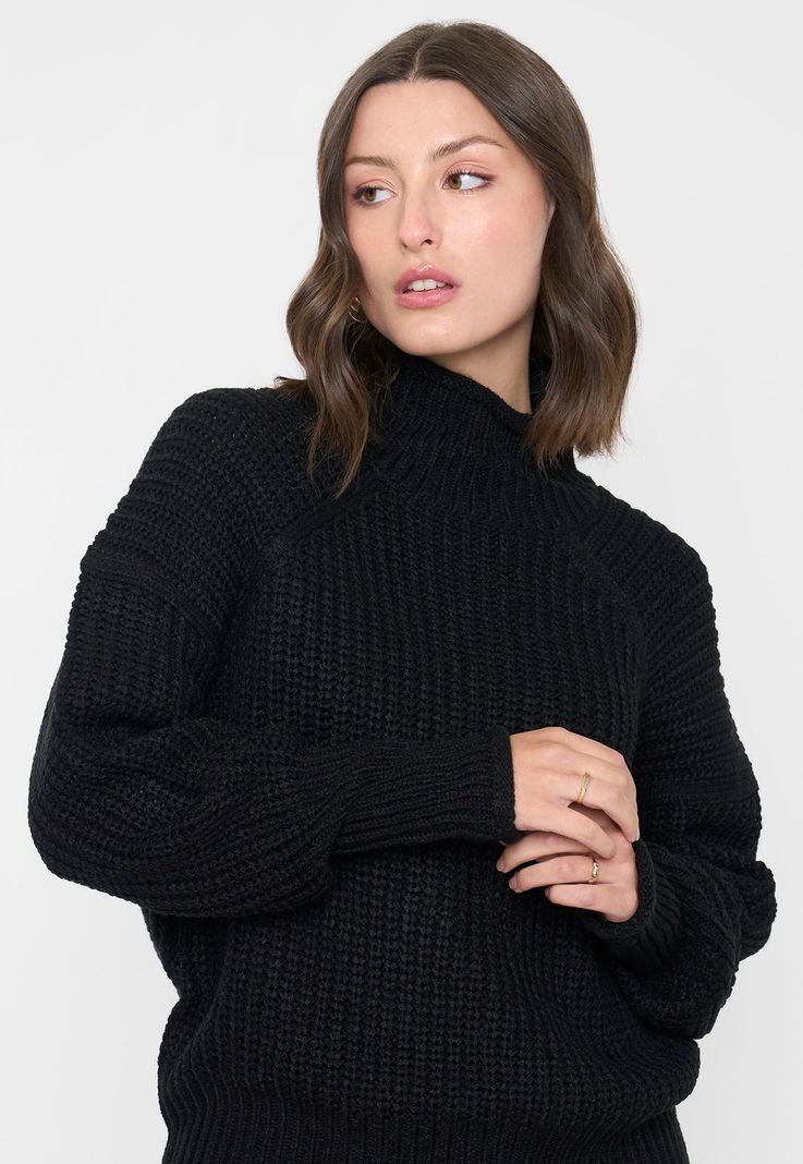 Sweater Mujer Grueso Negro Corona-2