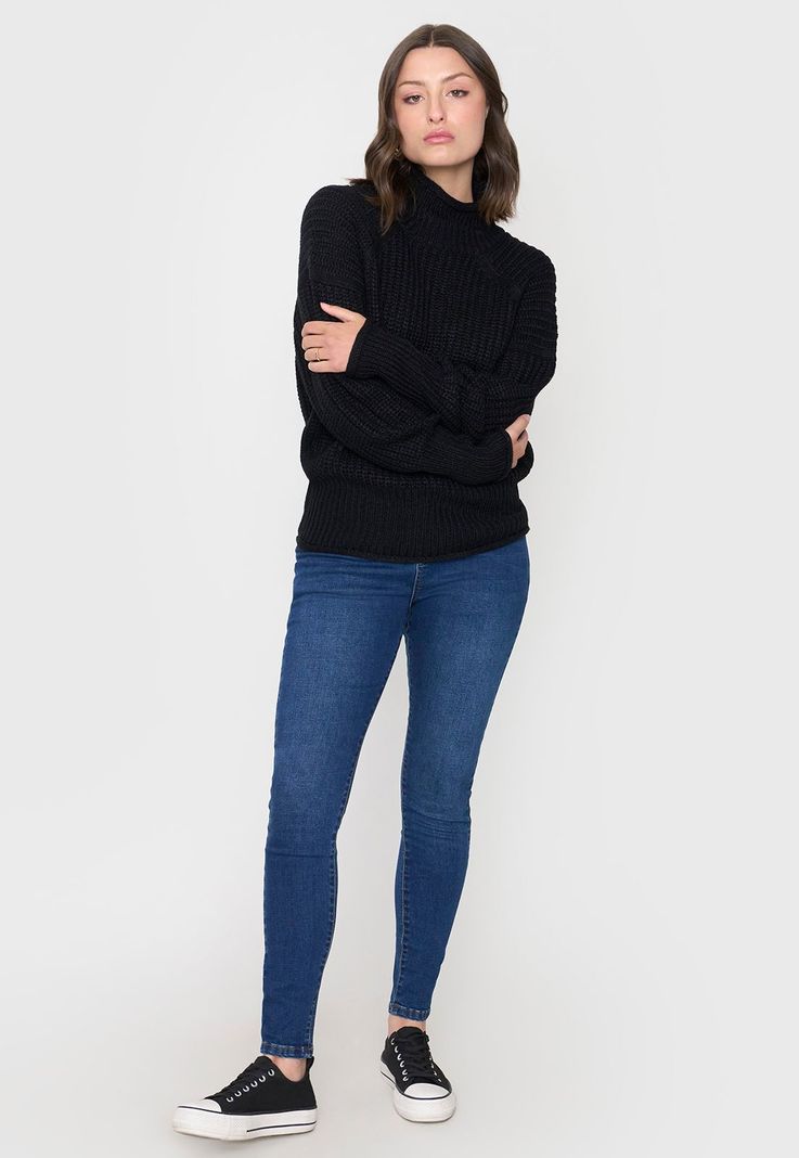 Sweater Mujer Grueso Negro Corona-3