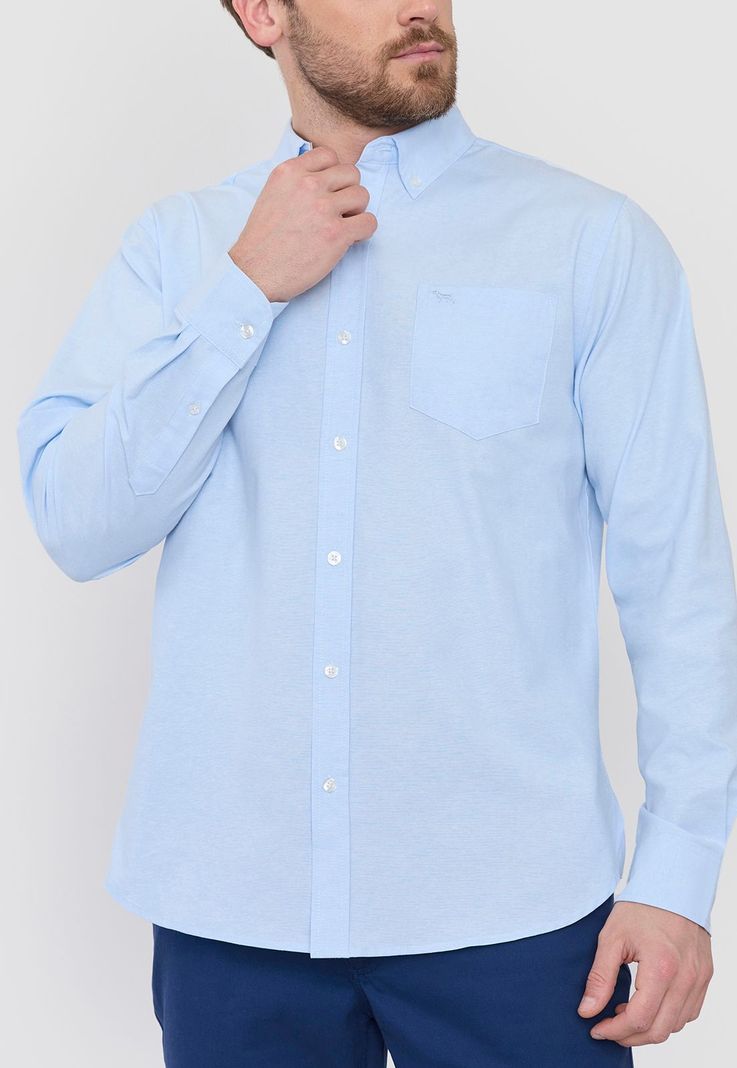 Camisa Hombre Celeste Oxford Corona-2
