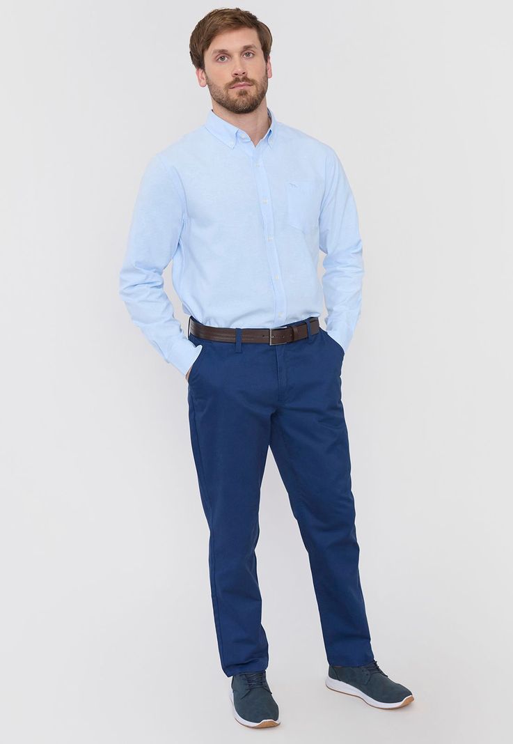 Camisa Hombre Celeste Oxford Corona-3