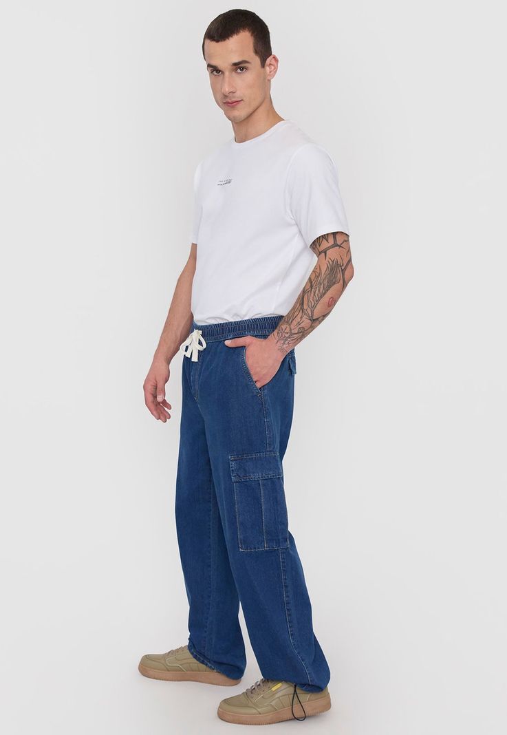 Jeans Hombre Parachute Fit Cargo Azul Medio Corona-3