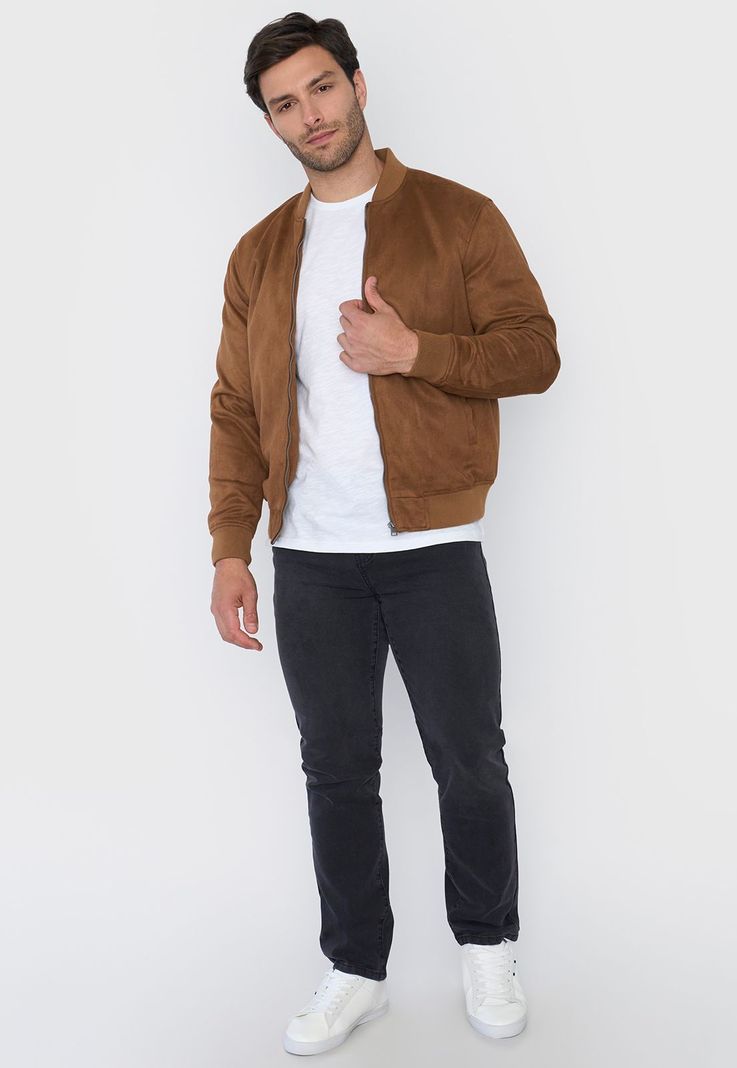 Bomber Hombre Fake Suede Camel Corona-3