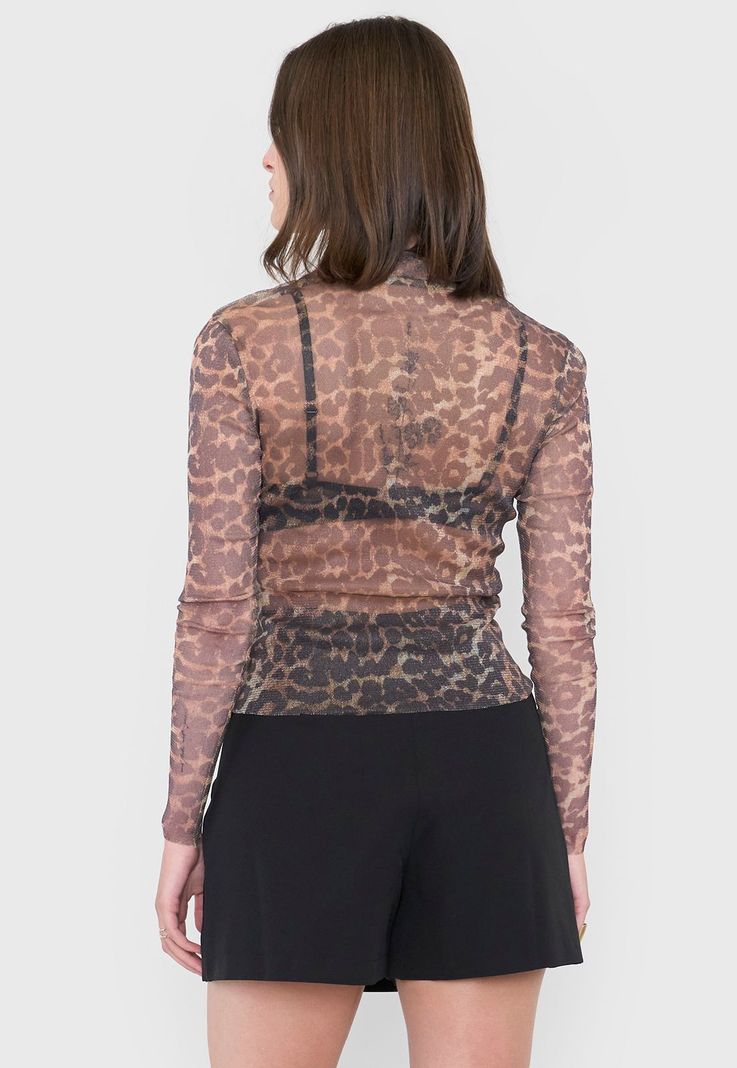 Polera Mujer Malla Night Animal Print Café Corona-2