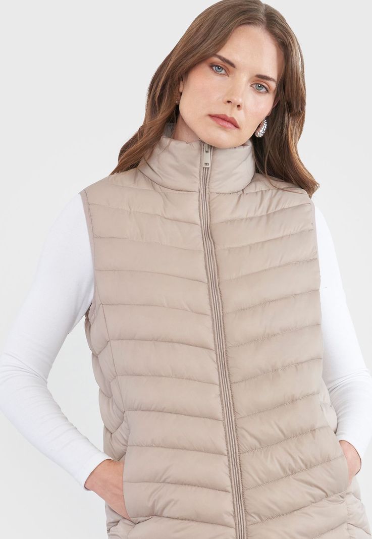 Parka Mujer Beige Sin Mangas Corona-2