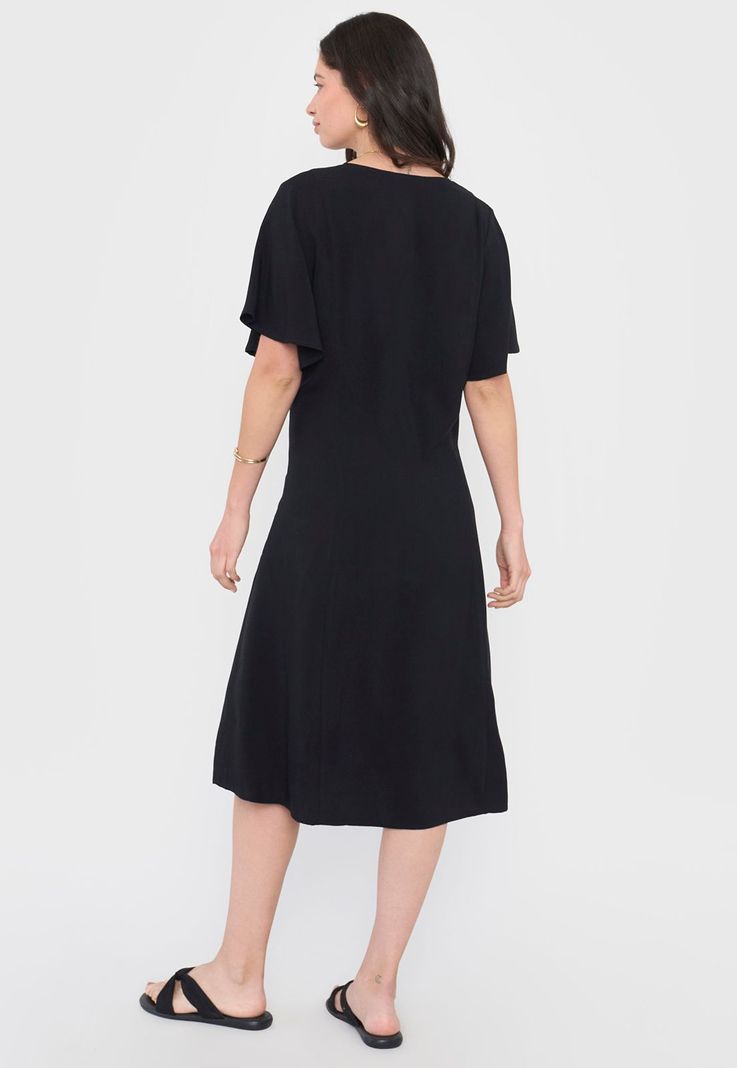 Vestido Mujer Largo Botones Negro Corona-1