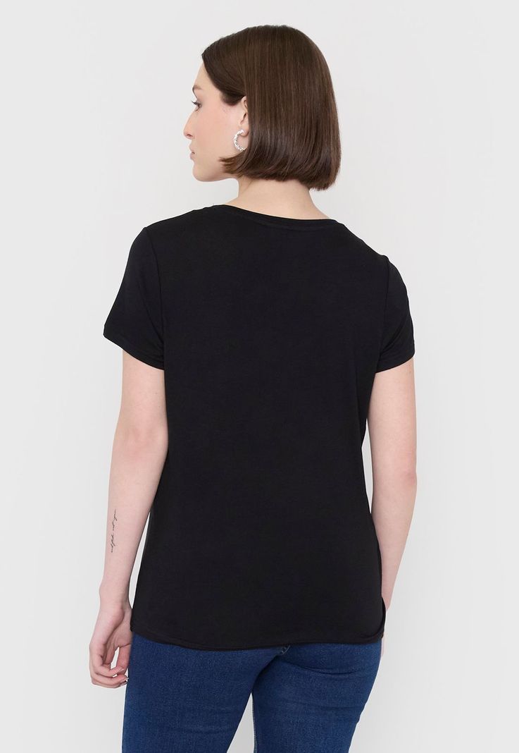 Polera Mujer Estampada Negro Corona-1