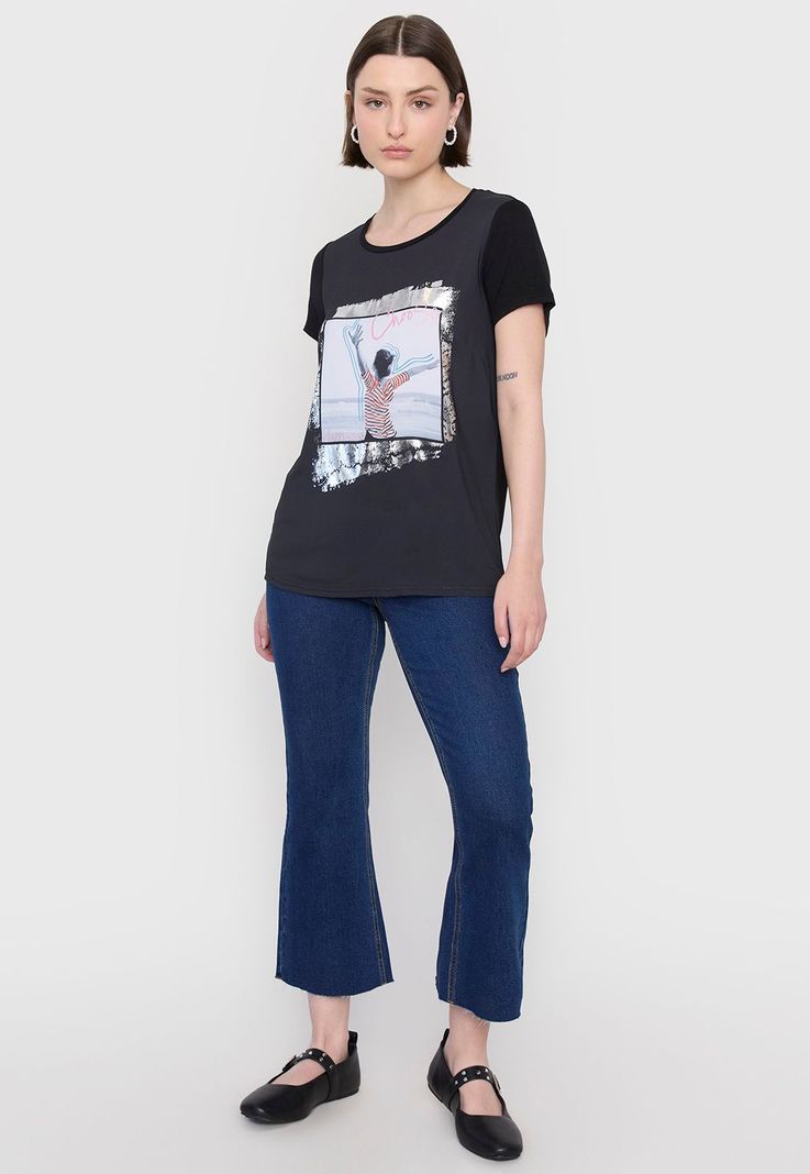 Polera Mujer Estampada Negro Corona-3