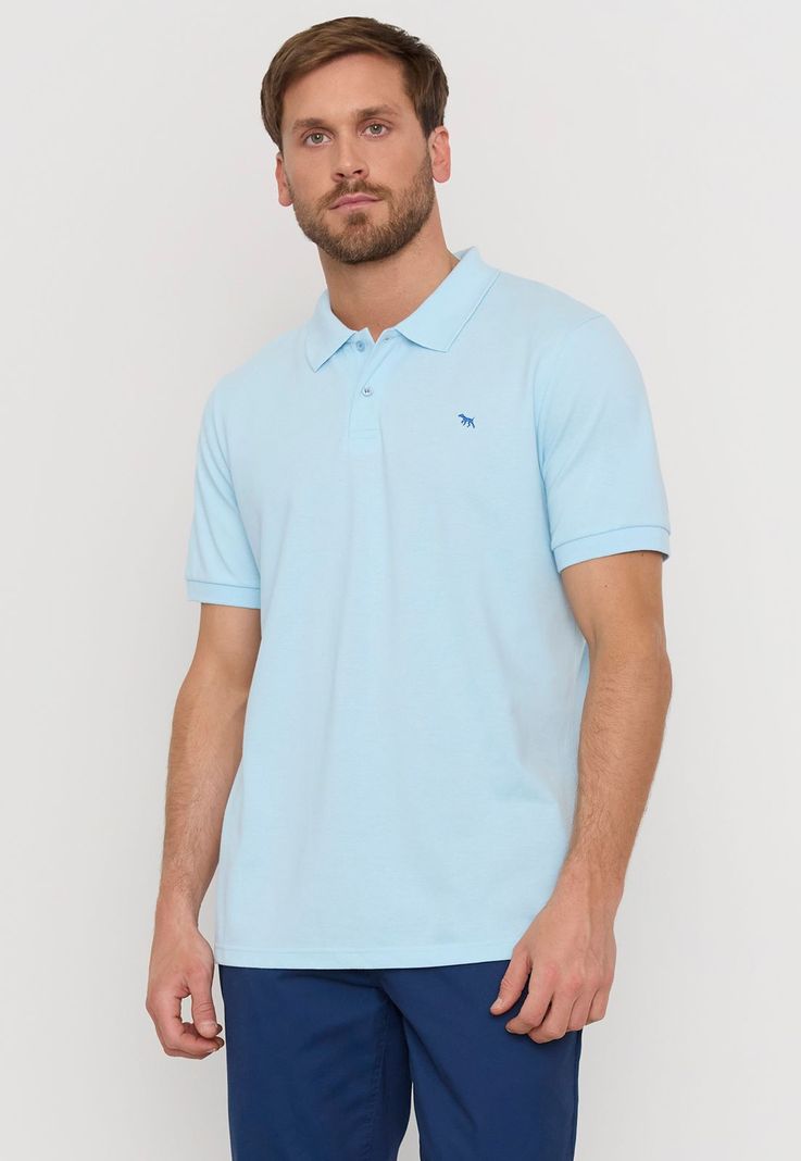 Polera Hombre Lisa Piqué Celeste Corona-0