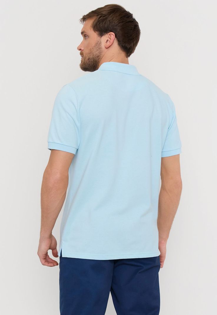 Polera Hombre Lisa Piqué Celeste Corona-1