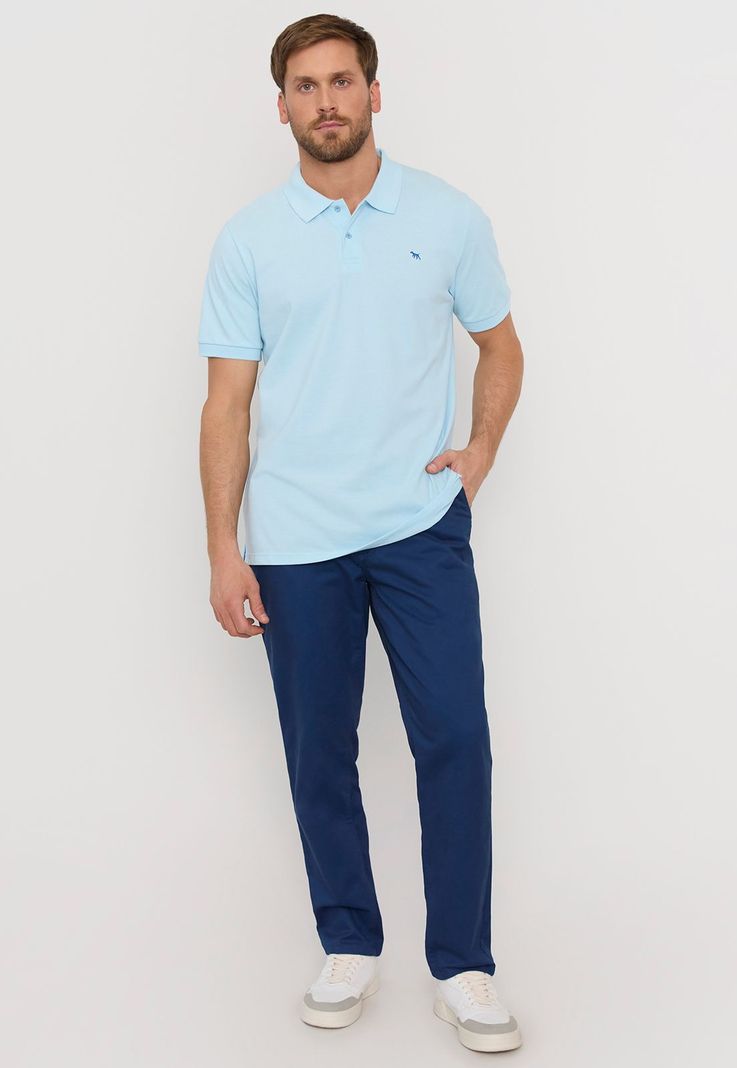 Polera Hombre Lisa Piqué Celeste Corona-3