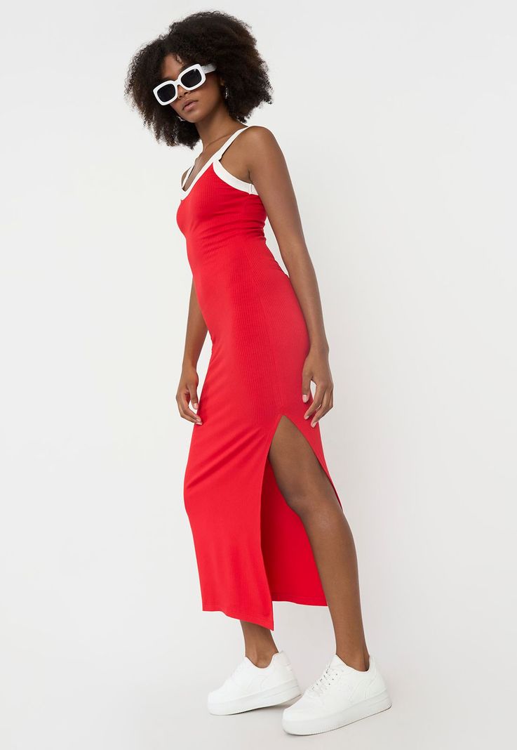 Vestido Mujer Largo Básico Rojo Corona-0